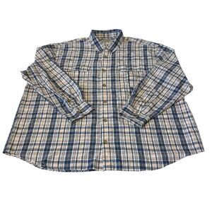 Duluth Trading Co Plaid Shirt Men 3XL Blue Long Sleeve Lightweight